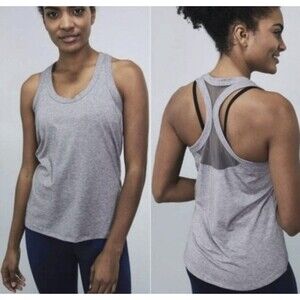 Athleta Women’s Grey  Topanga Mesh Back Tank Top EUC Size Small